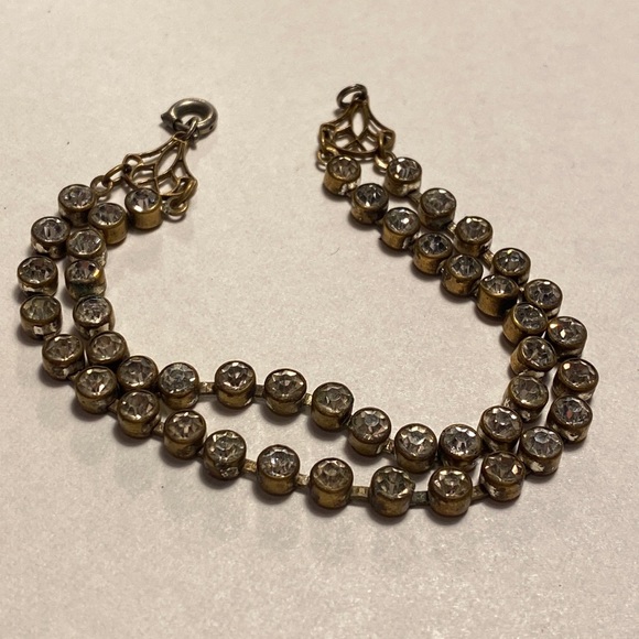 Antique Jewelry - Antique Victorian double strand rhinestone bracelet